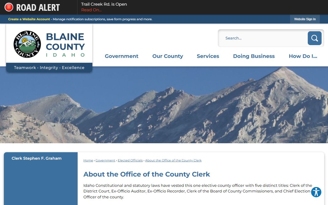 Blaine County clerk records office duties and public services