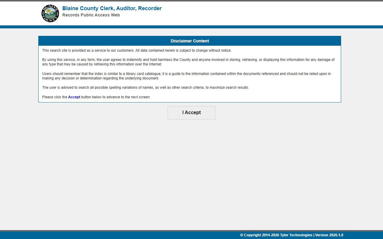 Blaine County clerk records recorded document portal