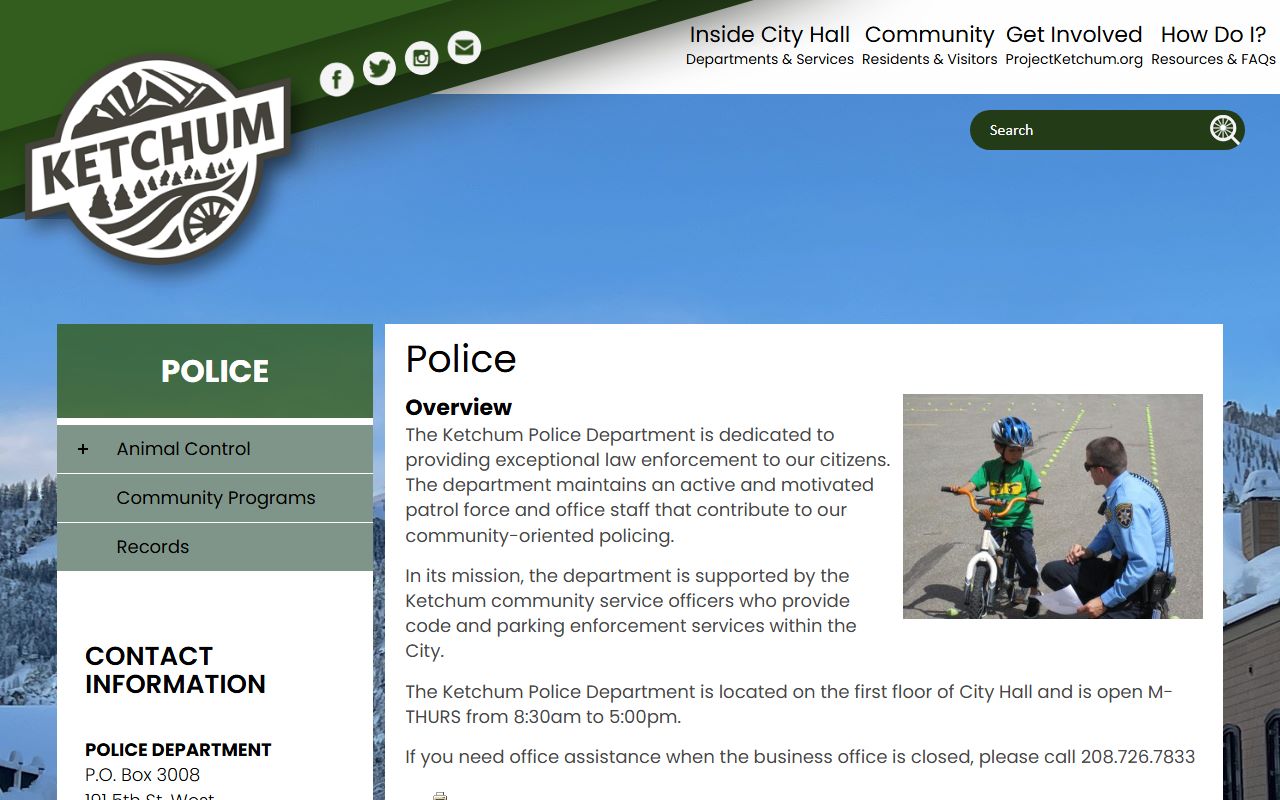 Blaine County arrest records Ketchum Police Department source