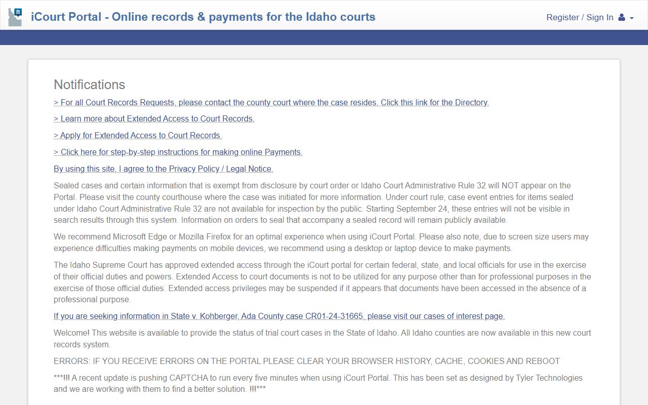 Blaine County court dockets Odyssey portal