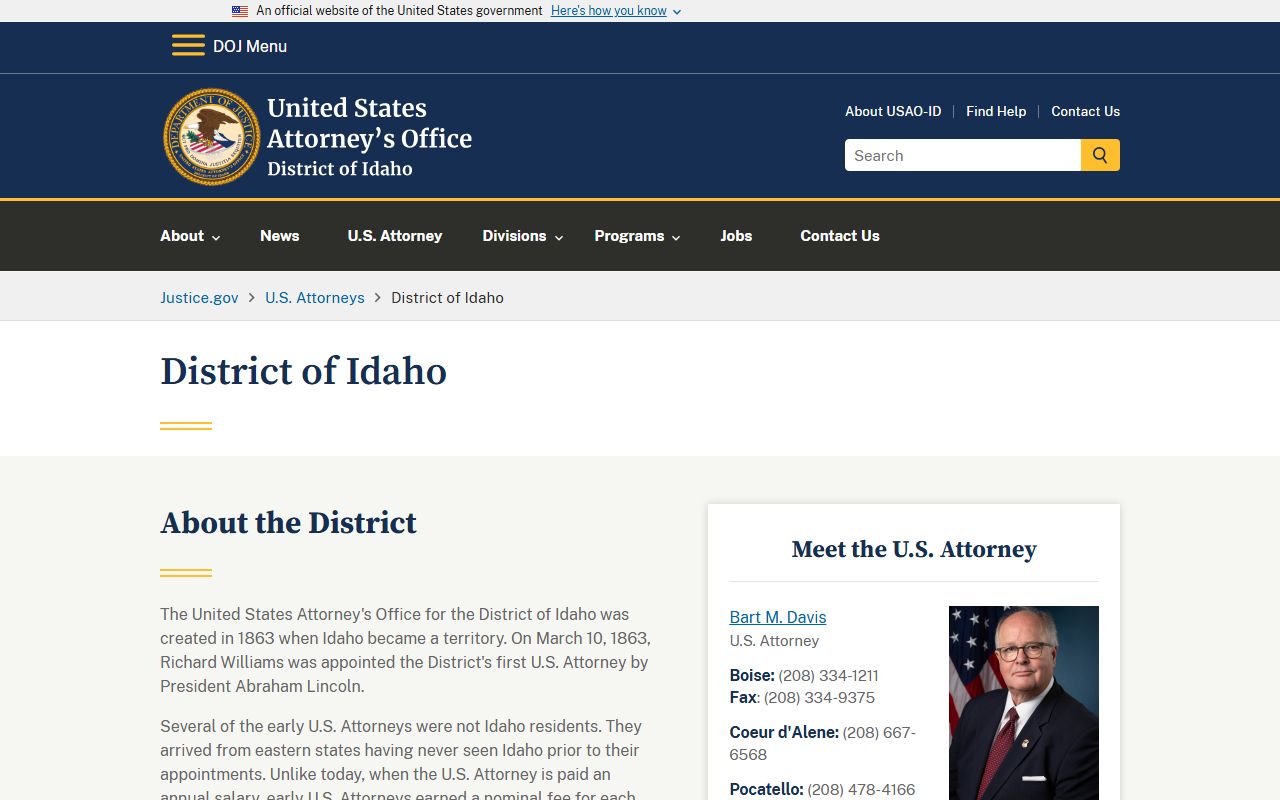 Blaine County Court records U.S. Attorney District of Idaho source