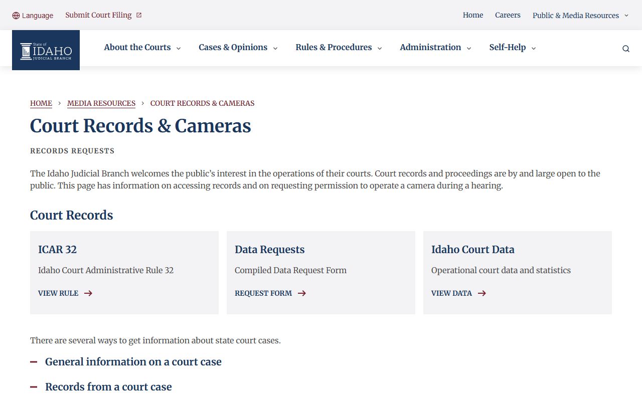 Blaine County Court records Idaho records and camera request source