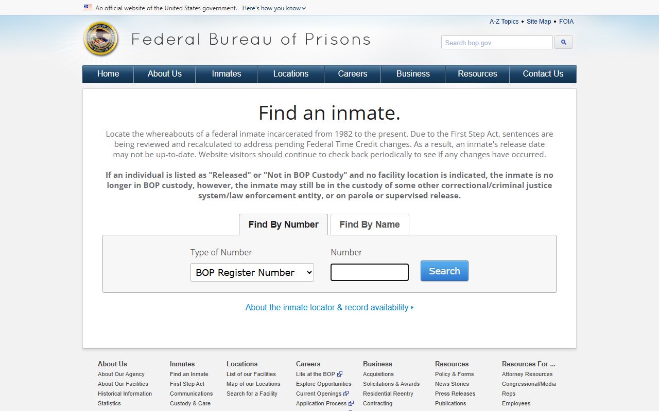 Blaine County warrant records federal inmate locator reference